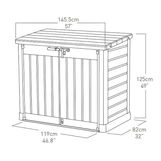 1200L Storage Shed - Beige / Brown